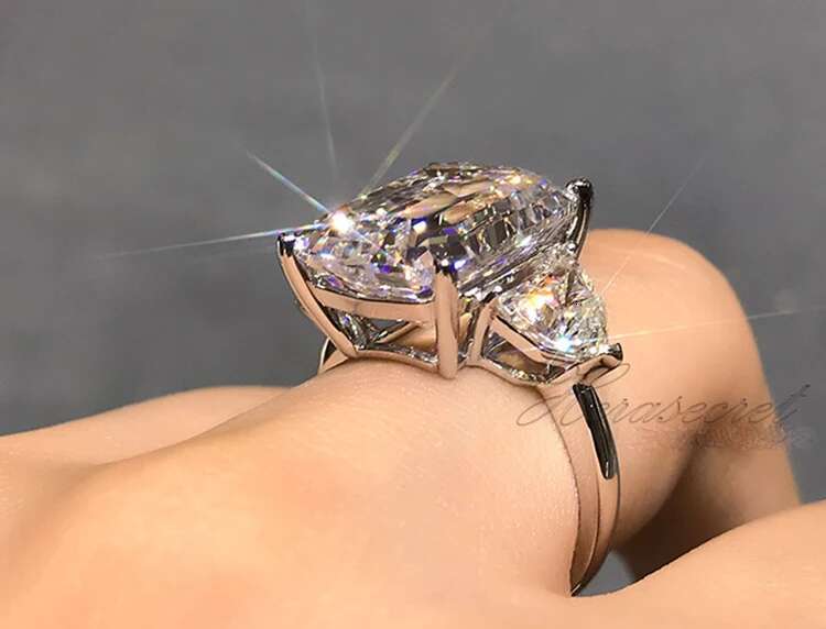 Emerald 8Carat Shape Au585 14K White Gold Ring DVVS1 Moissanite Diamond ring Women Wedding Party Engagement birthday