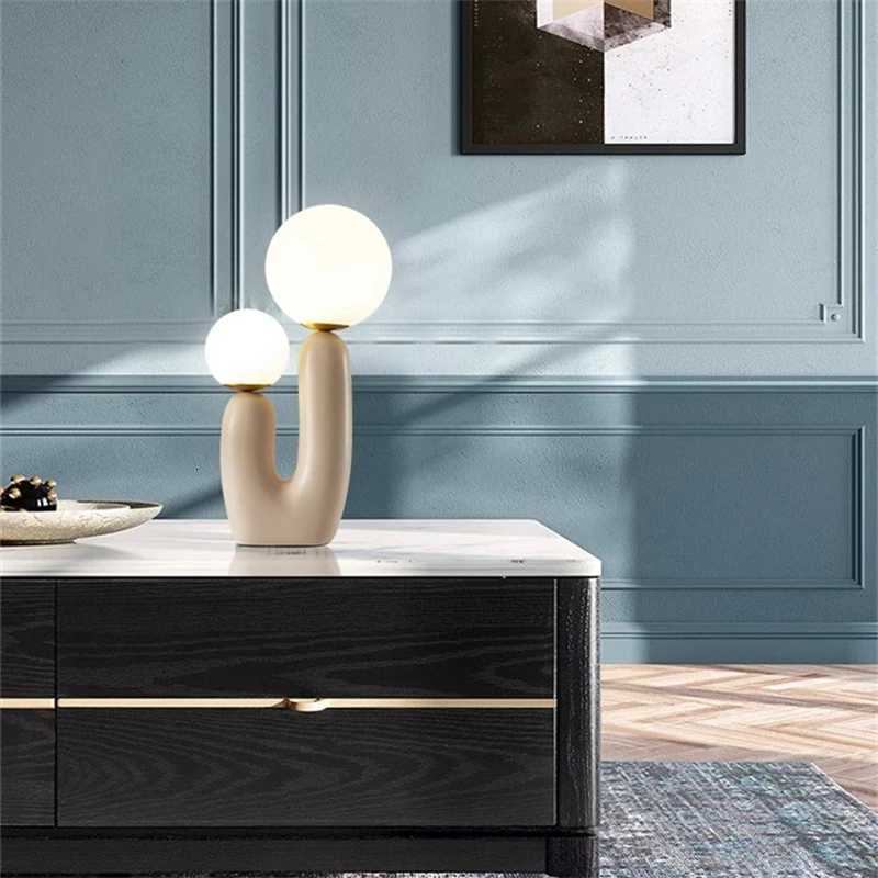 Nordic childrens room bedroom bedside lamp art table lamp decoration model room living room double head table lamp M251114