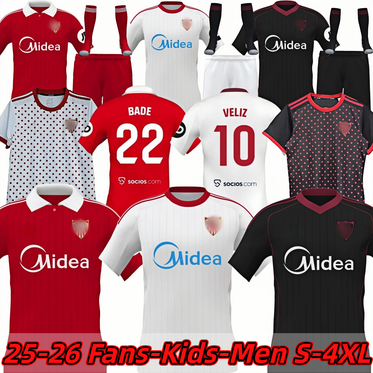 25 26 Sevilla FC SERGIO RAMOS SOW soccer jersey 2025 2026 J.NAVAS Men kits Kids Equipment Camiseta football Jerseys sevilla men football shirts Sport uniform 3XL 4XL
