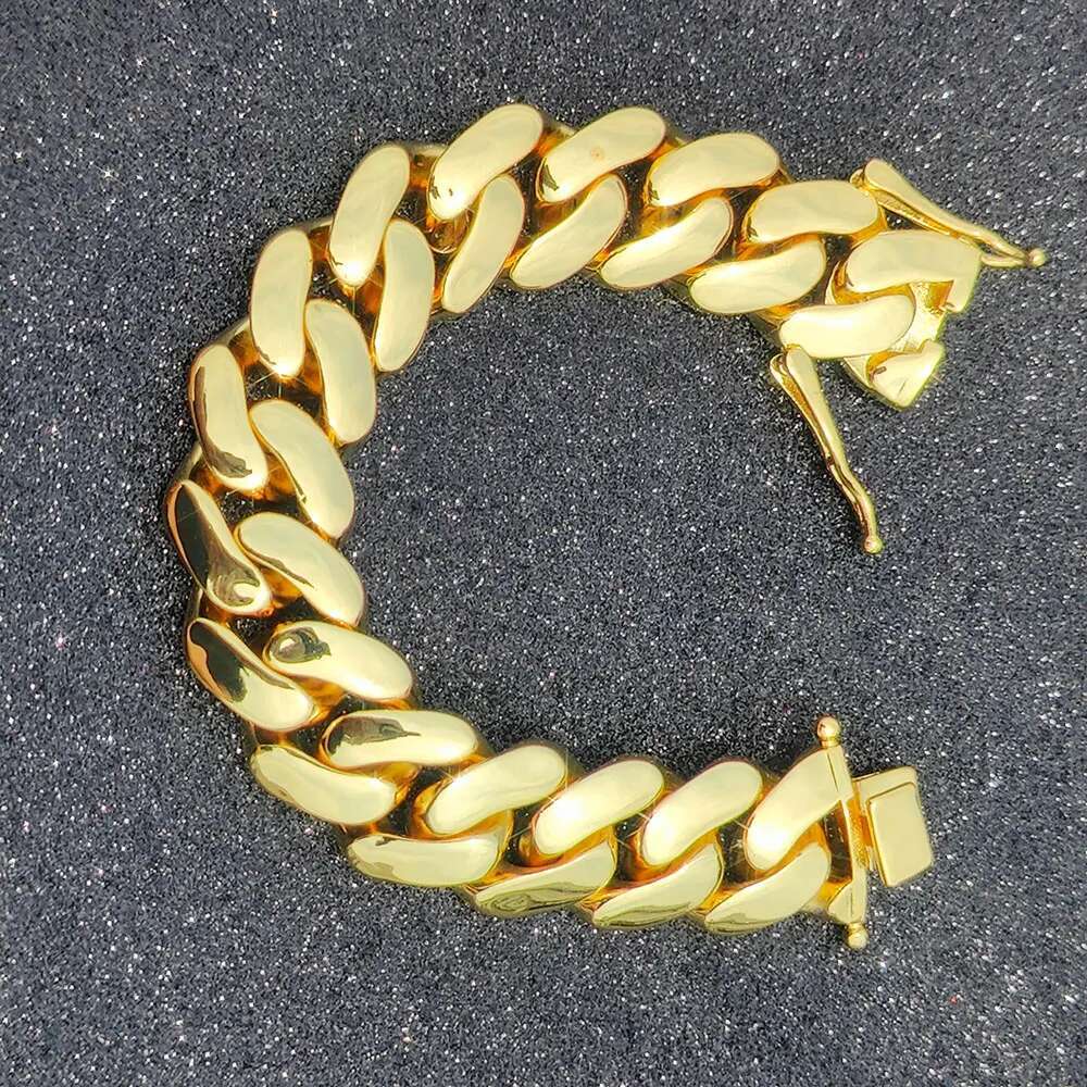 Mens 22mm Cuban Link Bracelet Hip Hop Heavy Brass Miami Cuban Link Chain Chunky Bracelet Jewelry For Boy Gift Drop Shipping