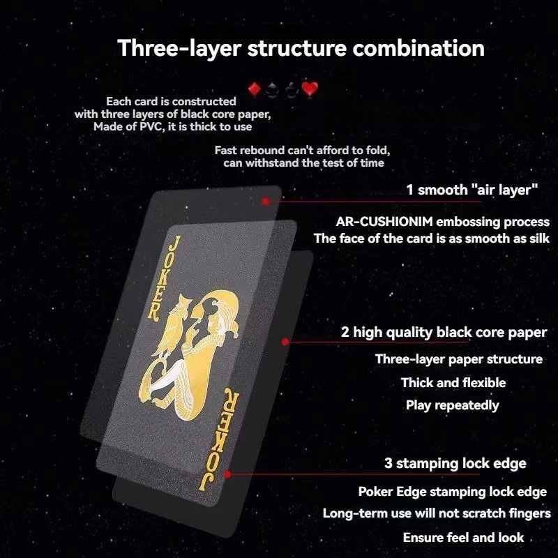 Color Black Gold Playing Card Game Card Group Waterproof Suit Magic Dmagic Package Board Game Gift Collection C251114