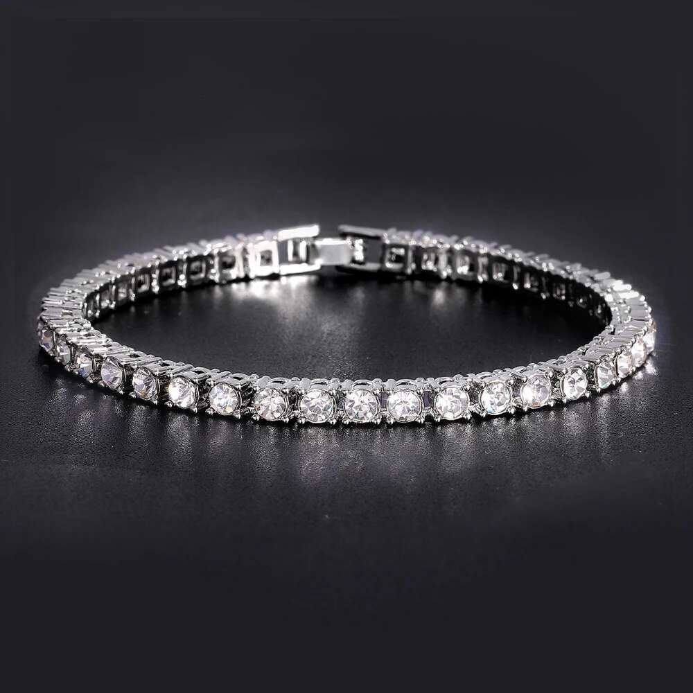 Hip Hop 1Row Tennis Chain Bracelet Selling Bling CZ Iced Out Rhinestone Cubic Zirconia Tennis Chain Bracelets Women Men Jewelry