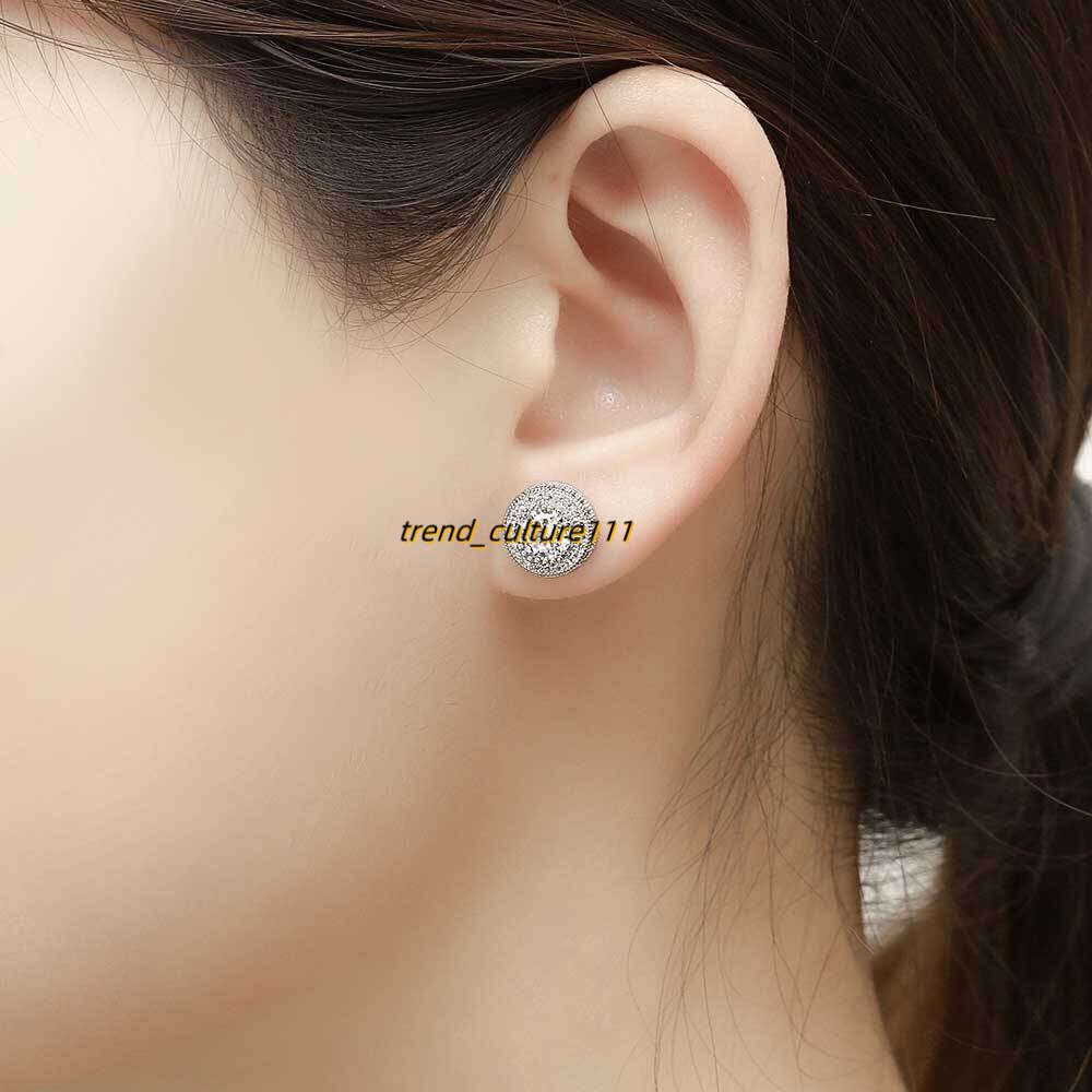 Hip hop jewelry full of dia round with micro inlaid Moissanite trendy personality hiphop men's earrings