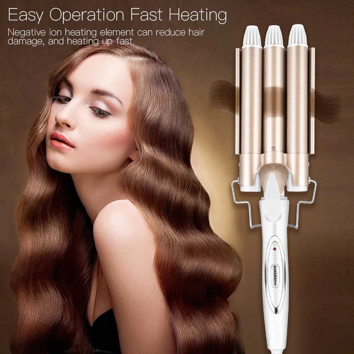 Professional 3 Barrel Curling Iron Wand Fast Heating Tourmaline Ceramic Hair Waver Styling Tool for Beautiful WavesT251114