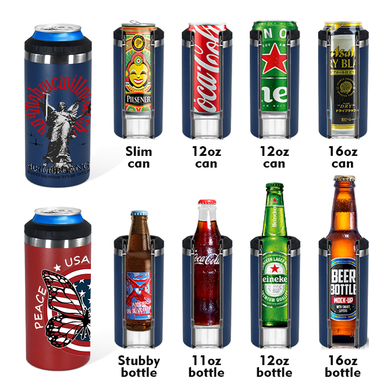 16oz multi-function beer cooler with opener 4 in 1 stainless steel vacuum insulated tumblers &can coolers for cola beer cans 11 colors customize logo 