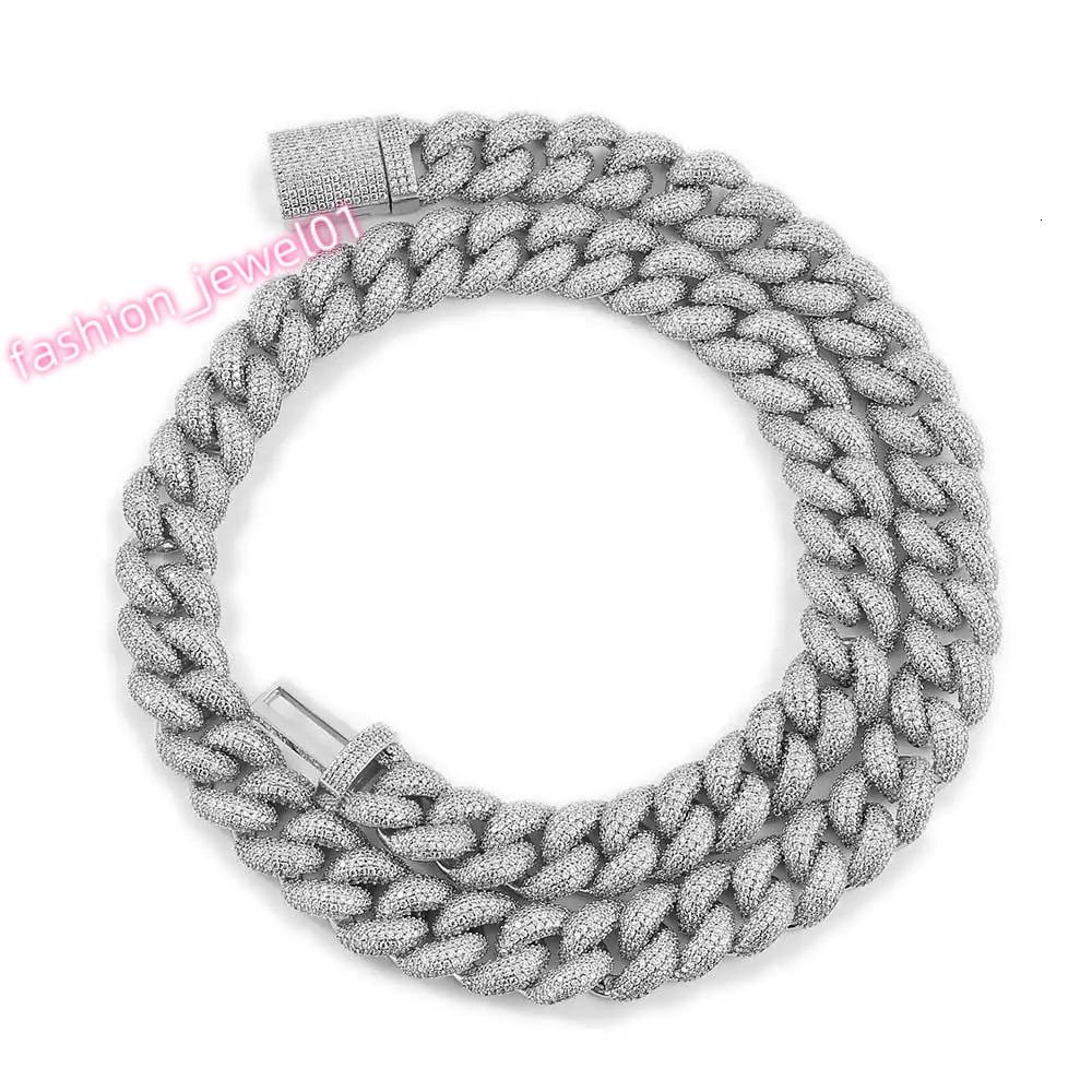 14mm Width Full Paved Cubic Zirconia CZ Iced Out Bling Cool Men Boy Hip Hop 18k Gold Plating Miami Cuban Chain Necklace