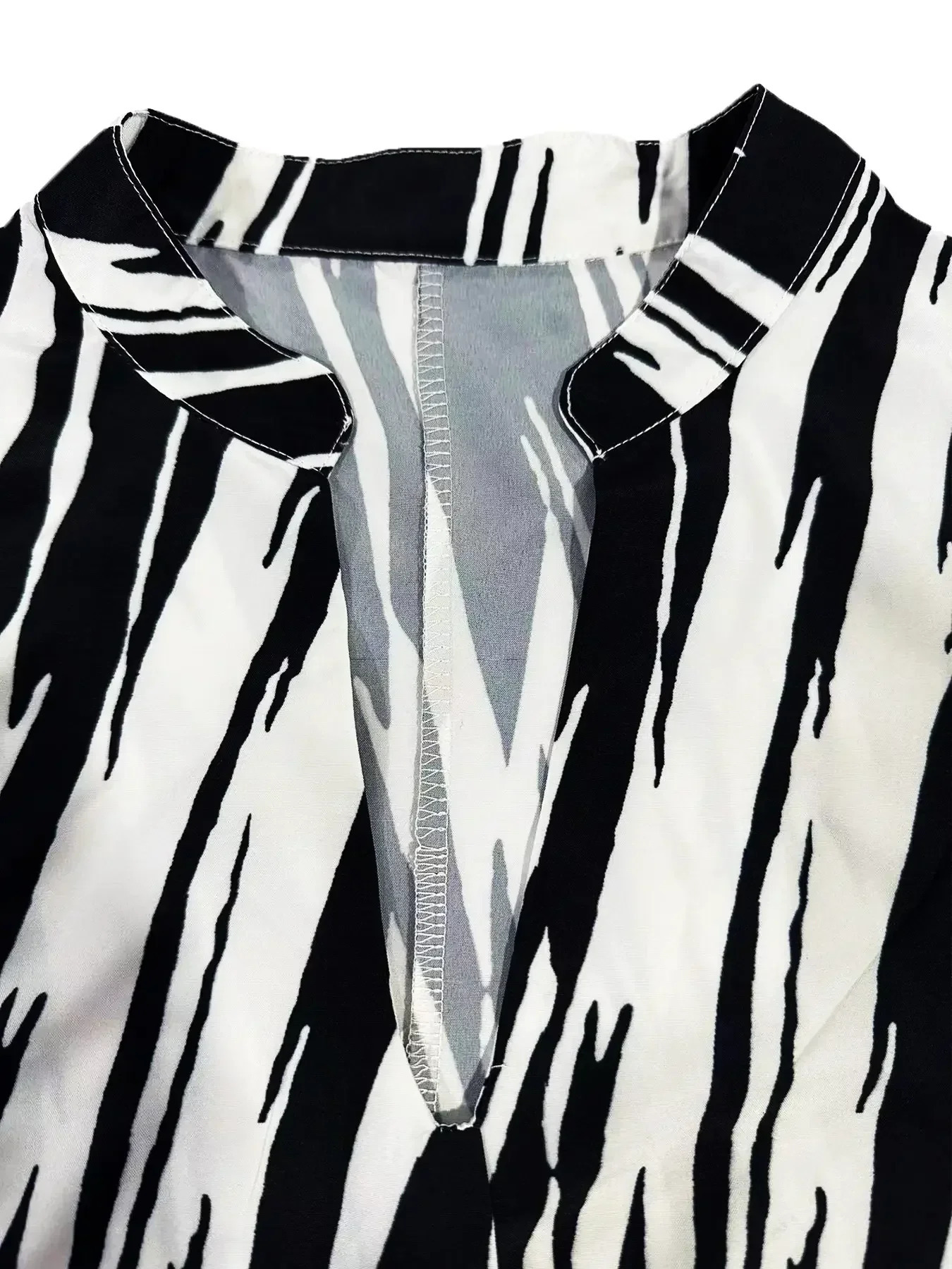 Womens plus size 1XL5XL geometric print knee length dress split style elegant fashionable and long sleeved 250414Z