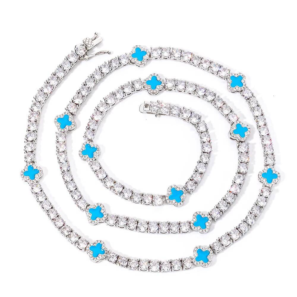 Factory Custom OEM ODM Wholesale Fine Jewelry 4mm 925 Sterling Silver Moissanite Clover Link Chain Necklace Men Hip Hop Necklace