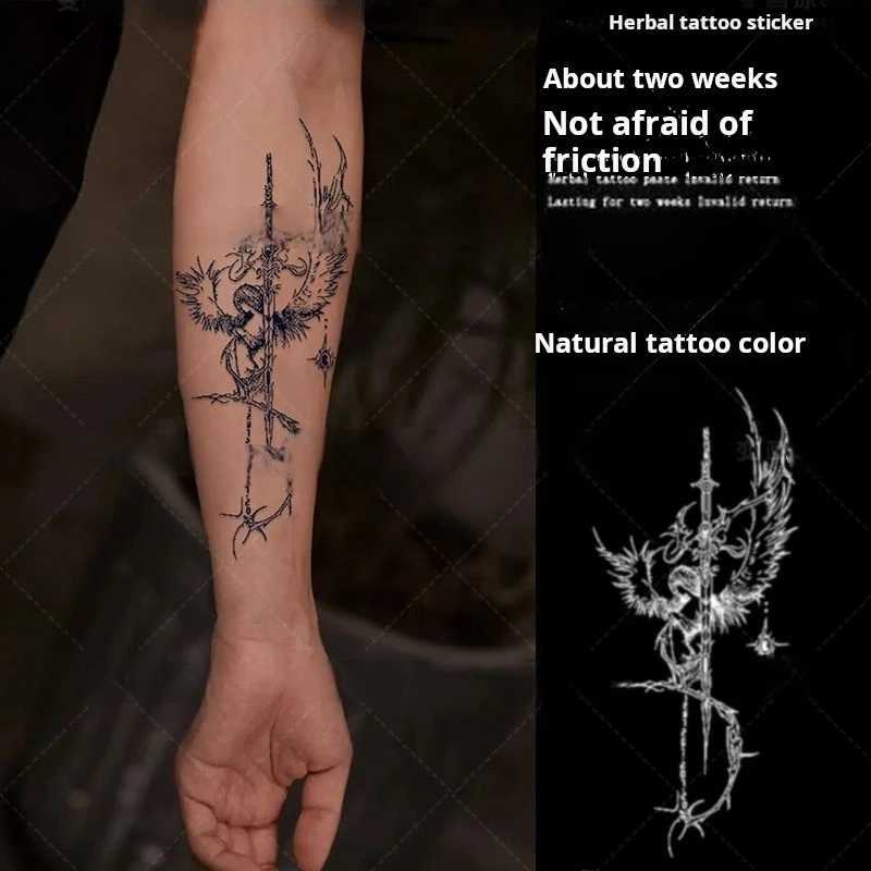 Holy Judgment Sword Herbal Tattoo Sticker Angel Judge Semi Permanent Waist Fake Tattoo Female Punk Art Temporary TattooXJ25414