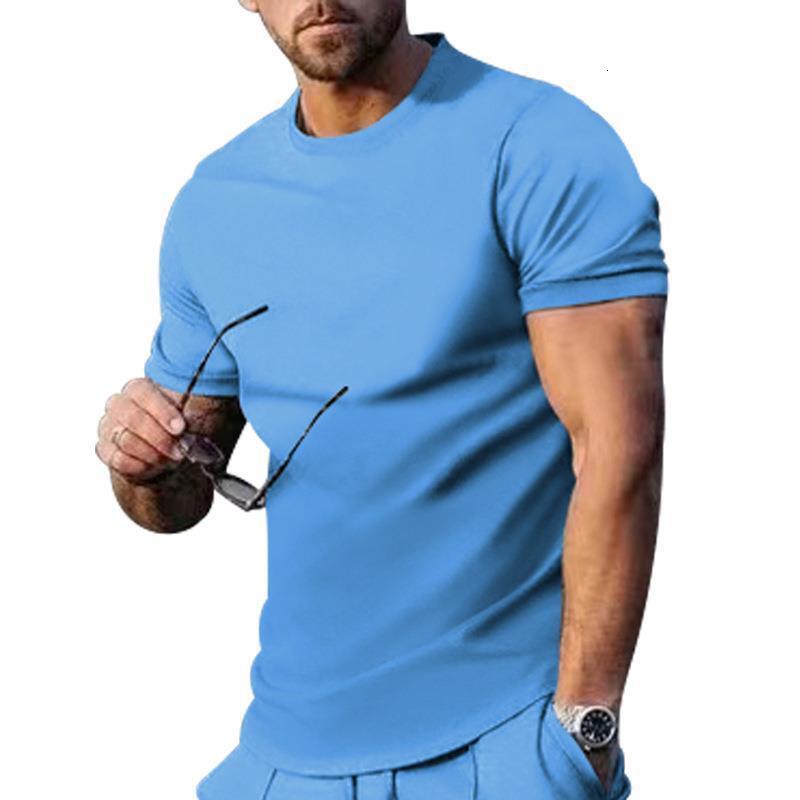 Summer vacation men's clothing 2025 short sleeved solid color top trendy loose T-shirt for men