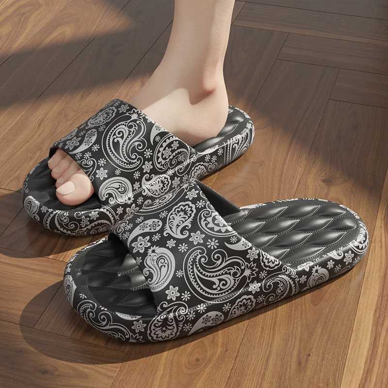 Plus Size 48 Graffiti Mens Slide Sole EVA Indoor Open Toe Flip Beach Slide Flat Shoes Printed Cartoon Slide W250414