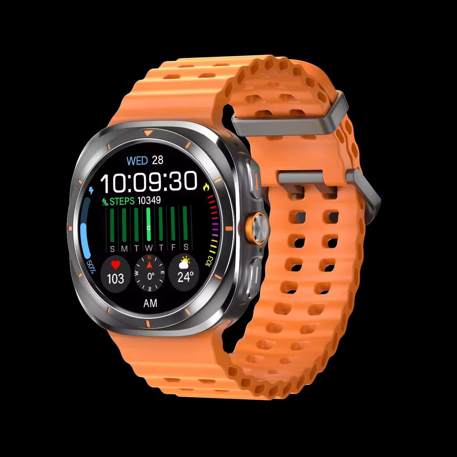 High quality and fashionable W7 smartwatch with super Amoled * 466 high-definition resolution, fitness tracker, sports bracelet watch