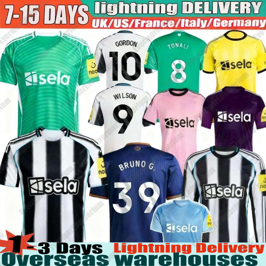 Newcastled United 25 26 Soccer Jerseys NUFC Bruno G Elanga Gordon Botman Joelinton Tonali Livramento Willock Krafth 2025 2026 Football Shirt Mens Kids Kit