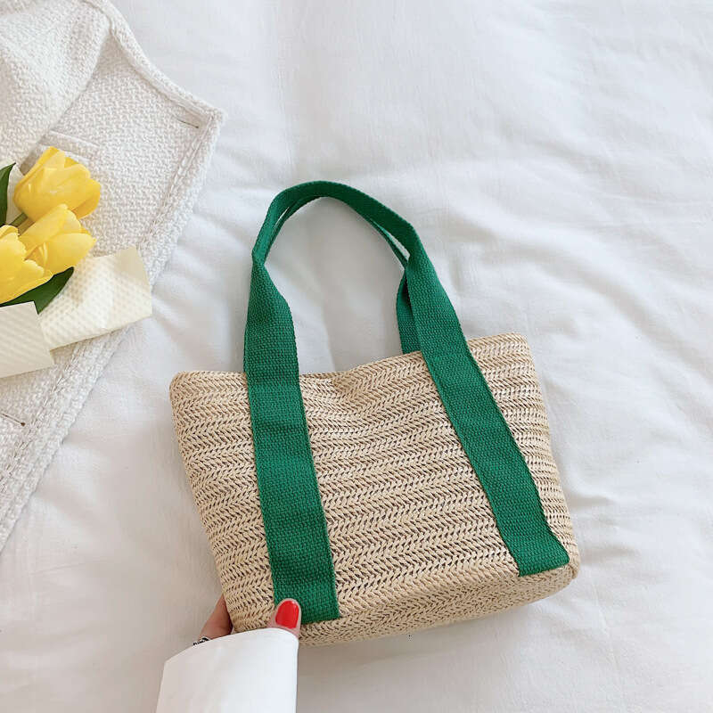 Handmade Beach Bag Handheld Straw For Women 2022 Korean Edition New Trendy Ins Beach Vacation Summer Countryside Style Woven Bag Kq2