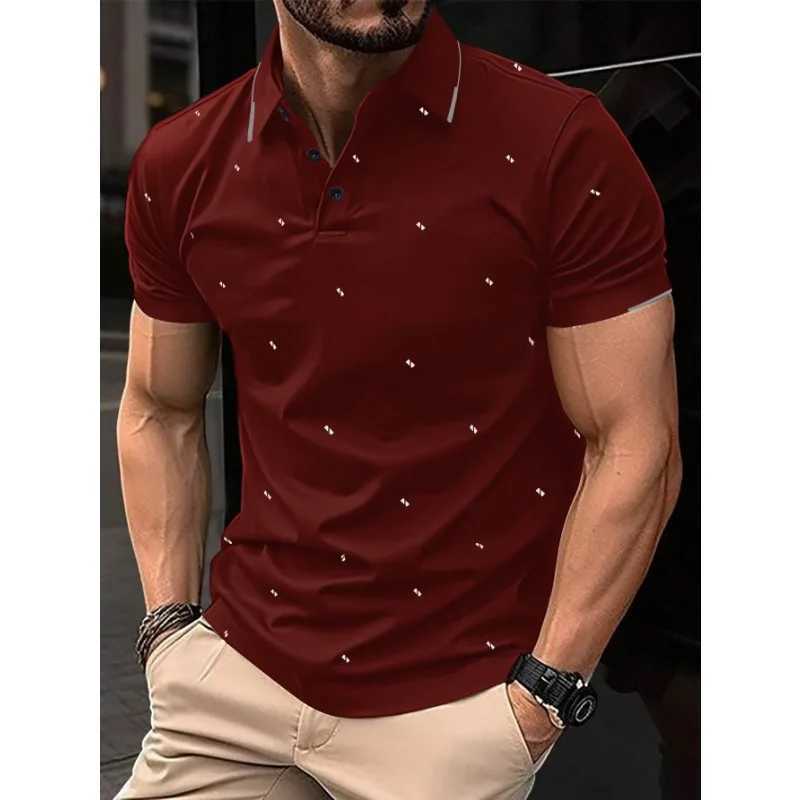 New casual printed short sleeved polo shirt for summer 2024 high-quality micro elastic breathable T-shirt W250414