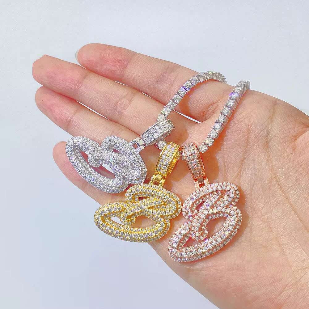 Hip hop sterg sier VVS Moissanite rose gold letter capital B men's accessory pendant