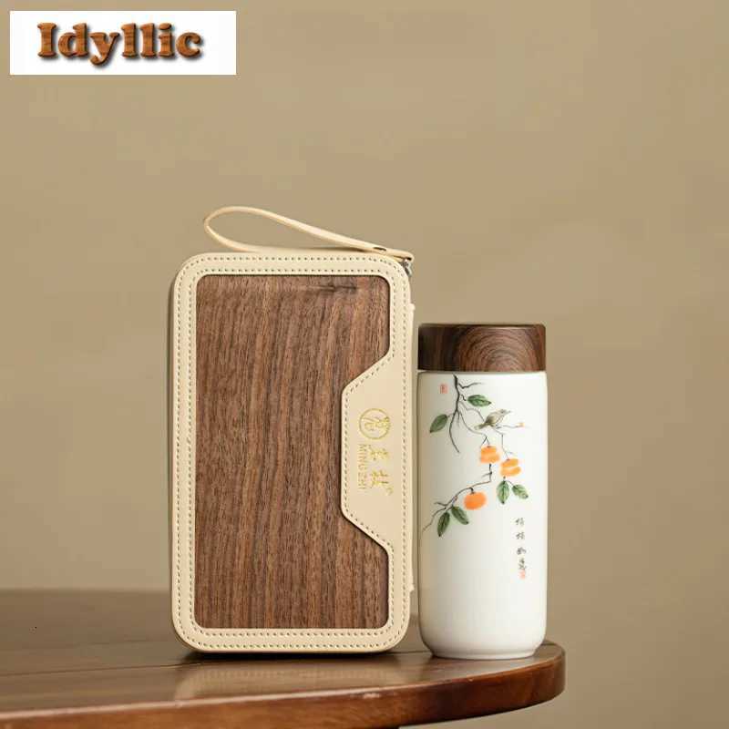 Hand-painted Idouble Layer Ceramic Thermos Cup Leakproof Portable Coffee Mug Large Capacity Insulated Water Bottle Home Outdoor C251114