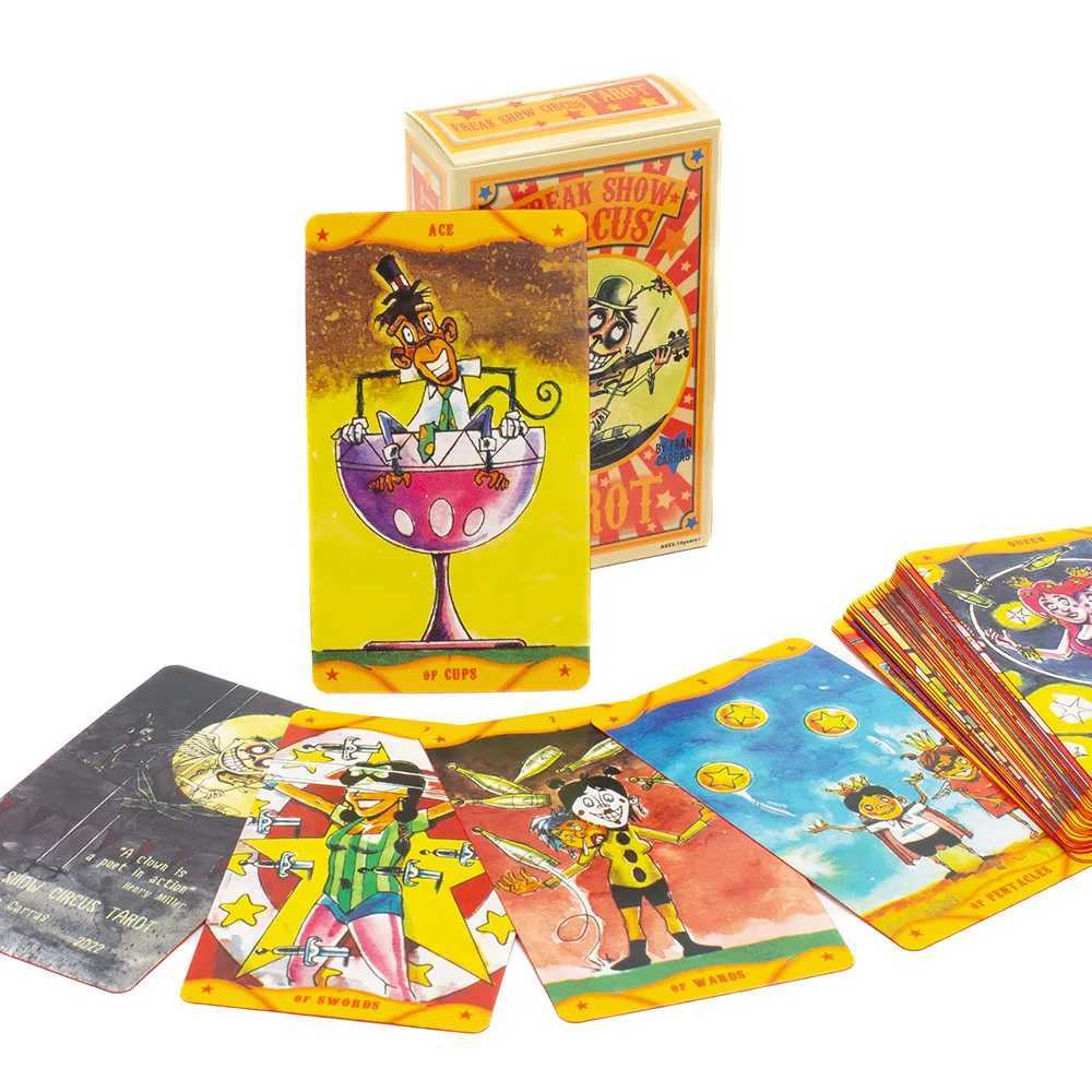 Freak Show Circus English Vision Tarot Cards Playing Games 78pcs Board Game Set with Guidebook for Family Gatherings C251114