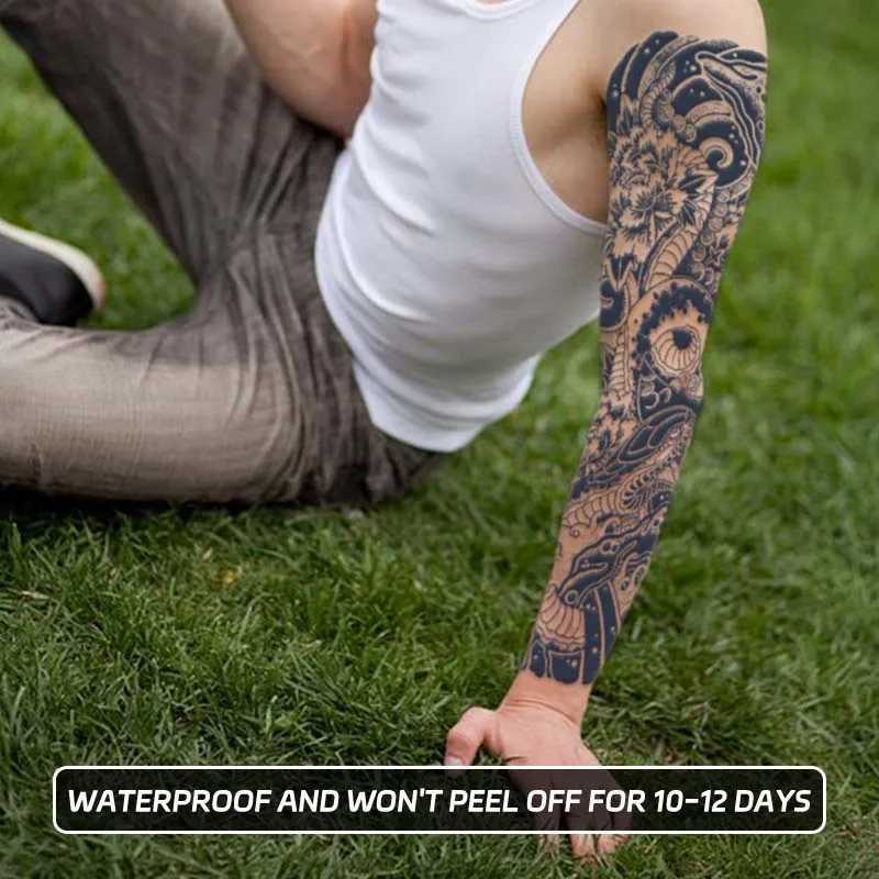Sea snake full arm waterproof temporary tattoo sticker lasting 1-2 weeks real semi permanent fake tattooXJ25414