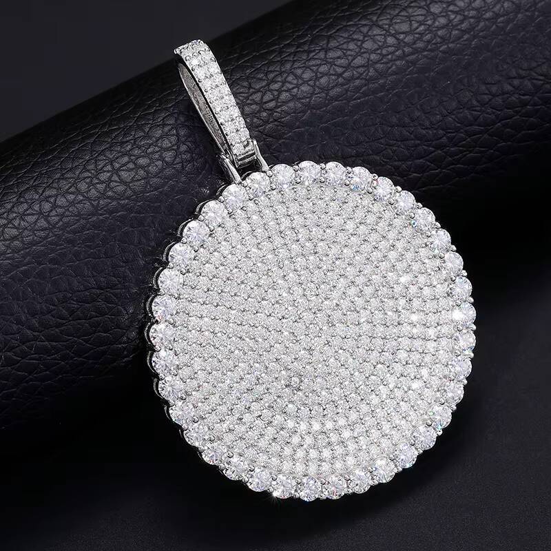 Dropshipping 20/30/40mm Round D Color VVS Moissanite Pendant 925 Sterling Silver Necklaces Iced Out Shining Passed Diamond Test