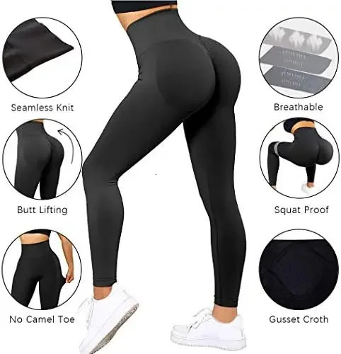 Knitted seamless fitness long leg gym pants high waist push up tight fit peach hip yoga 250414Z