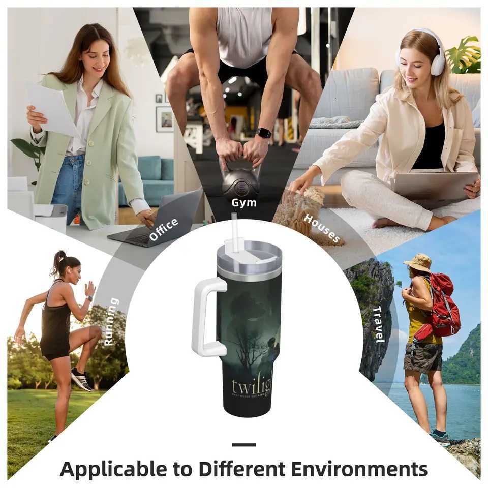 40oz Twilight Vampire Film Vacuum Insulated Tumbler Drama Romance Movie Double Wall Mugs Water Bottle Cup Outdoor Large Capacity C251114