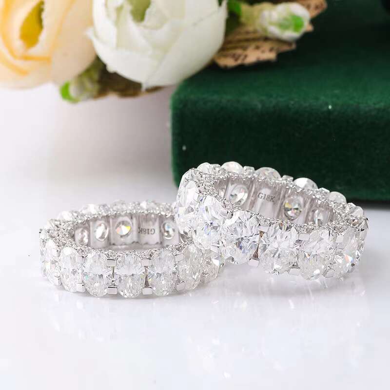 Fashion Jewelry Moissanite Eternity Ring Sparking Ice Wedding Rings for Couples Set and Engagement Diamond White Gold DEF VVS