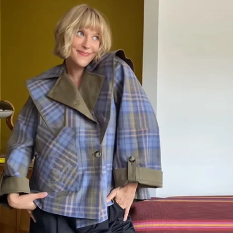 Stylish Double Sided Coat Women Casual Chic Loose Striped Windbreaker Autumn Fashionable s Y2k Eye-catching Streetwear 251113