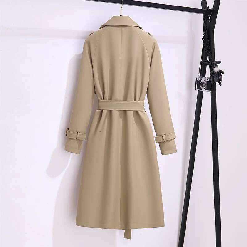 New 2024 British Style Windbreaker Streetwear Double Breasted Long Trench Coats Women Elegant Autumn Winter Casual Jackets