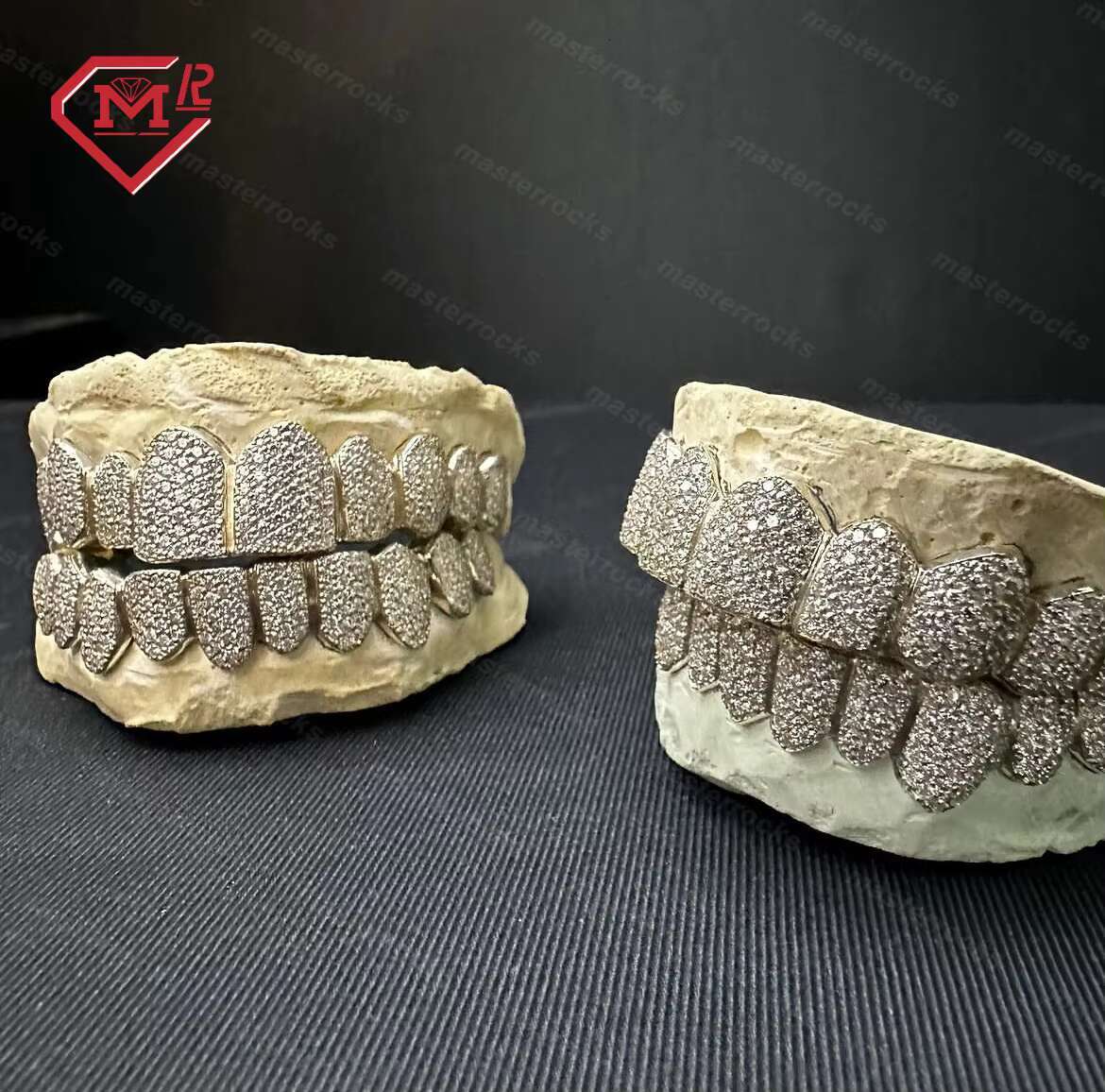 Custom Mouth Grillz 10 on 10 Real Silver 925 Vvs Moissanite Pass Diamond Tester Hip Hop Grillz Moissanite