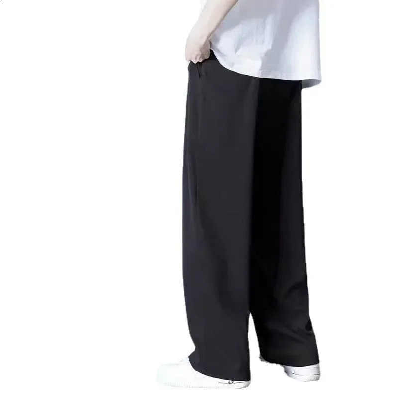 Ice Silk straight leg mens pants autumn slim casual mens pants fashion summer wide leg sports pants 250410