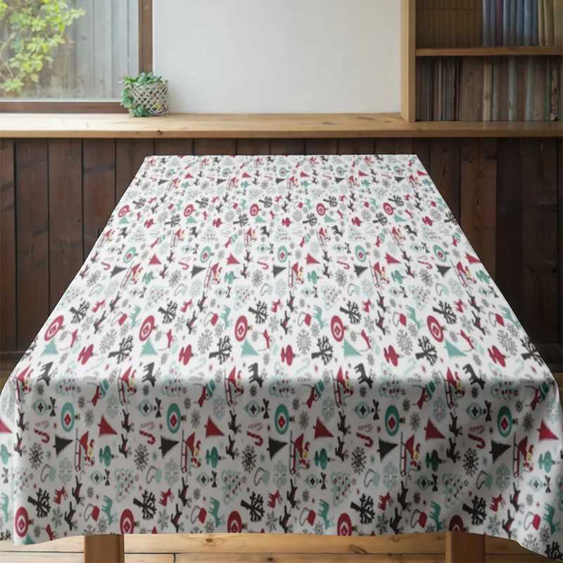 Christmas Festive Christmas Tablecloth Holiday Dinner Party Decor Reversible Table Cover Xmas Dining Room Tablecloth Rustic Farmhouse Styl Y251113
