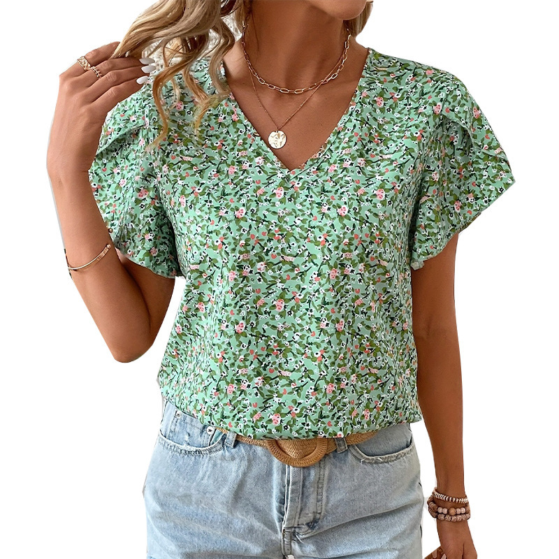 Floral shirt 2025 summer new vacation style shirt pullover top womens clothing