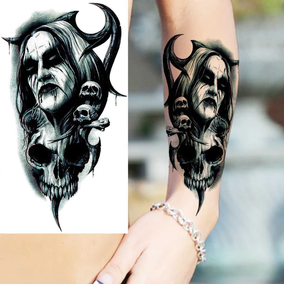 Scorpion Rose Female Temporary Tattoo Adult Real Vampire Wolf Terror Snake Crown Fake Tattoo Stickers Arm TattooXJ25414
