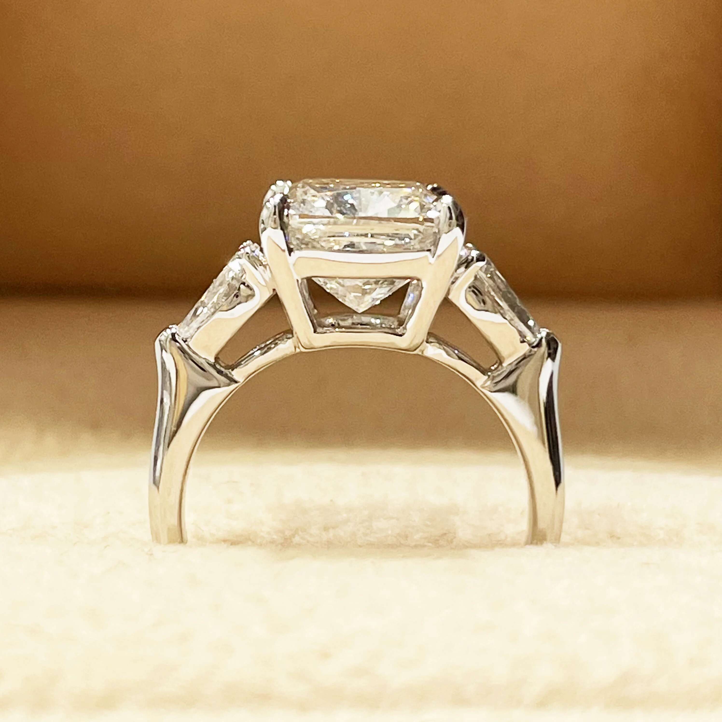Custom Real Solid 18K White Gold Ring Women Engagement Anniversary Wedding Ring Cushion Moissanite Diamond Ring Pear Water Drop