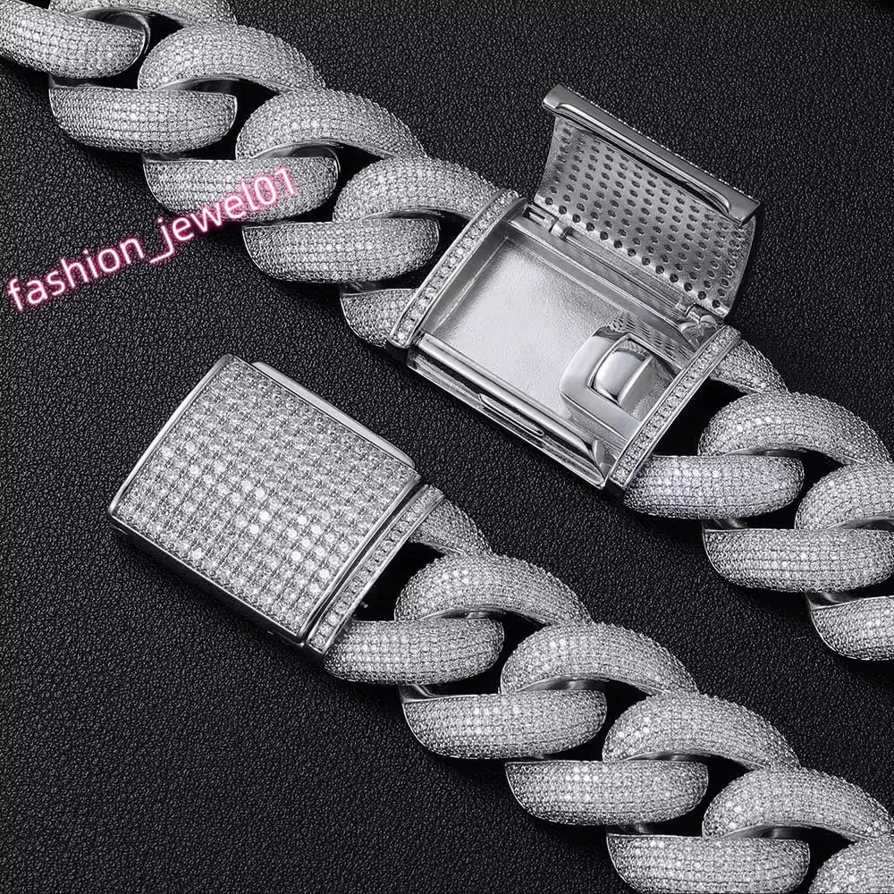 25mm Miami Cuban Chain Bling Ice Out Zircon Thick And Heavy Cuban Link Necklace Hip Hop Rock Jewelry For Men