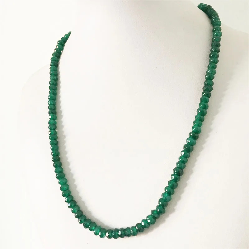 4*6MM Faceted Green Emerald Jade Necklace for Women Natural Stone Bead Choker Collares Abacus Gift Jewelry 250407