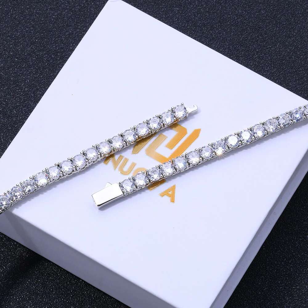 3mm 4mm 5mm Iced Out VVS Moissanite Diamond Tennis Chain 925 Sterling Silver Customized Fine Jewelry Wholesale Prices