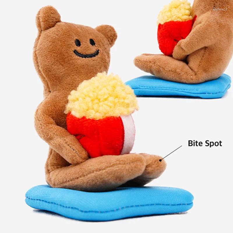 Update Cute Popcorn Bear Pet Toy Simulation Sounding Dog Toys Entertainment Interactive Dolls For Dogs And Cats Supplies