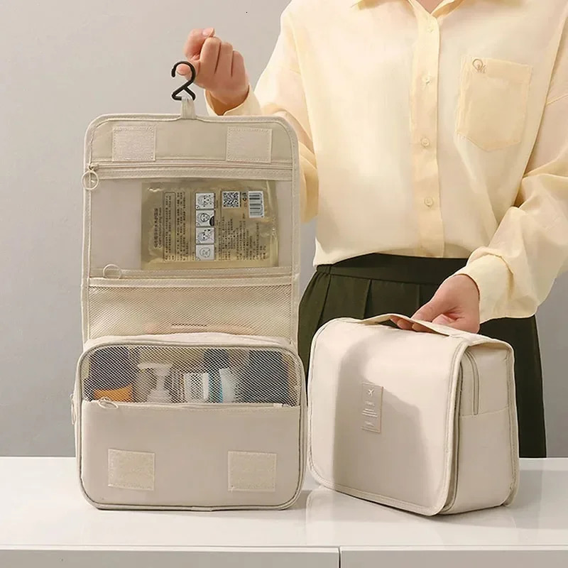 High Quality Travel Makeup Bag Waterproof Toiletries Organizer Women Neceser Bathroom Hook Wash Pouch Hook Makeup Storage Bag 250407