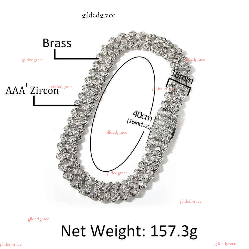 Custom Miami Cuban k Chain 14k Real Gold Plated Iced Out Moissanite Necklace Sier Hip Hop Mossanite Jewelry for Men N11