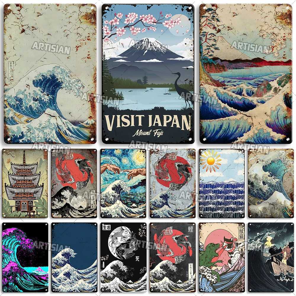 ARTISIAN Painting Kanagawa Ukiyo Metal Tin Sign Vintage Metal Poster Home Cafe Club Wall Decor Signs Retro Wall Metal SignsM251114