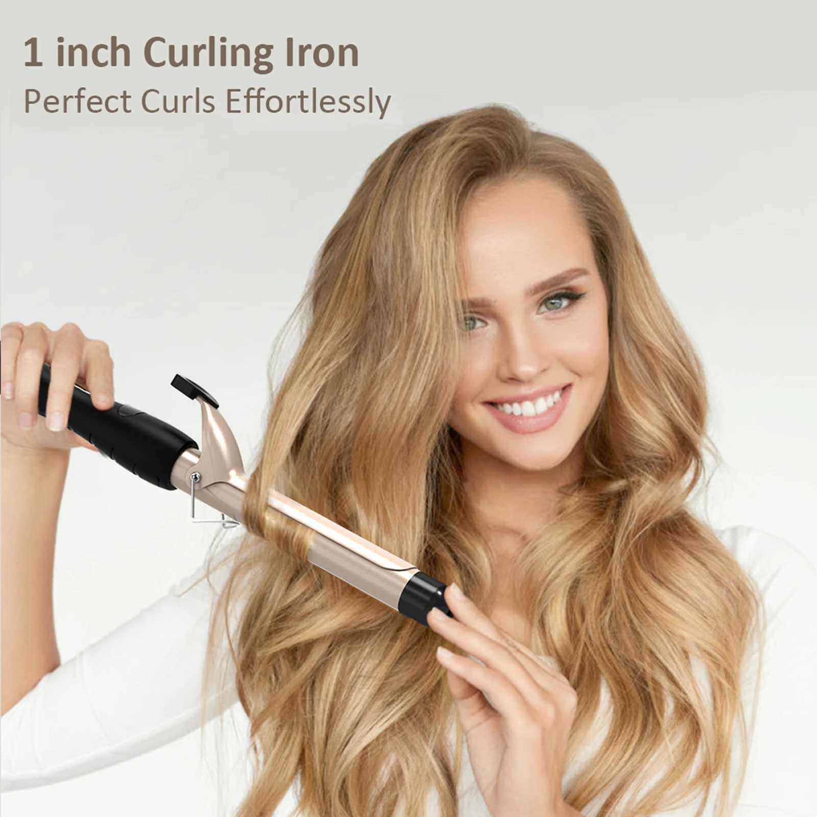 Pretfy 1 inch Hair Curling Iron Hair Curler Temperature Adjustable LCD Temp Display Hair Styling Tool Anti-scald Auto Shut-OffT251114