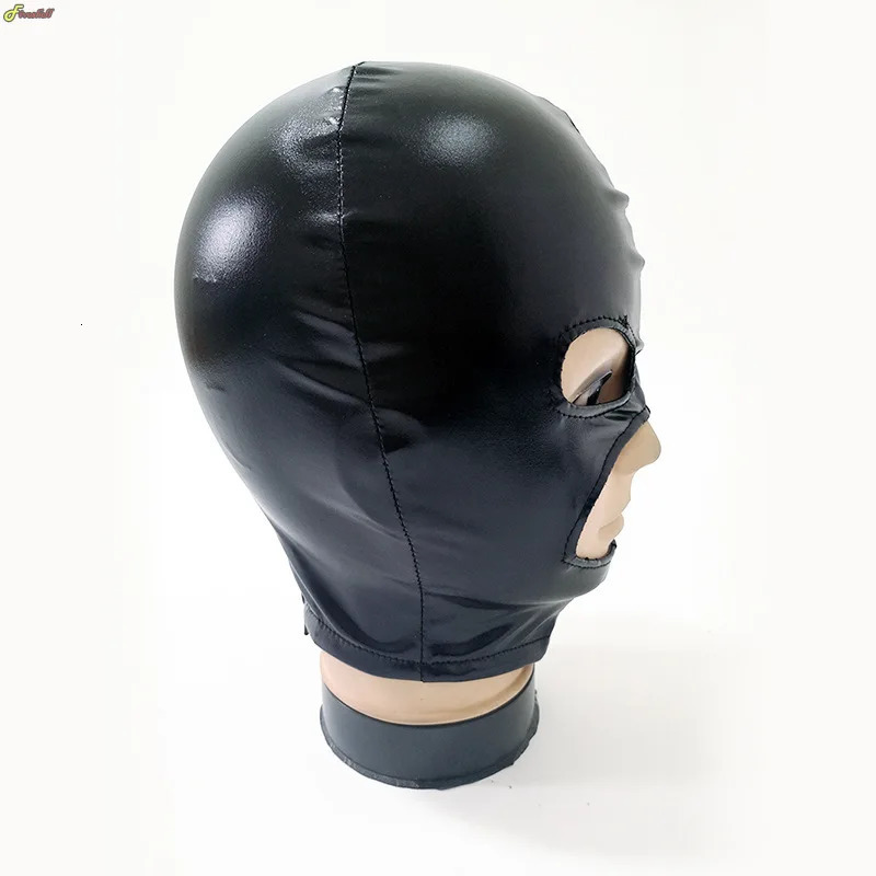 Halloween Latex Hood Mask Leather Fetish Head Hood Sexy Black Cosplay Mask for Women Men Party Role Games Performance Costumes 250410
