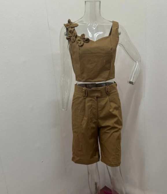 Sexy Ele New Fashion 2024 Summer Autumn Casual Solid Color Short Style Five Piece Pants Two Piece SetXJ250414