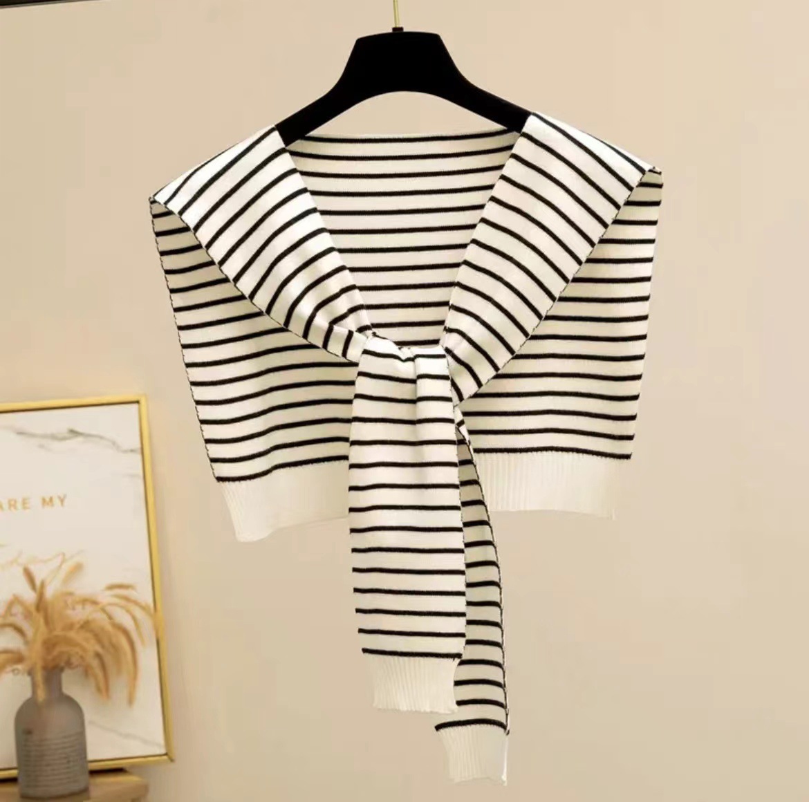 K392 2024 new knitted striped shawl outer wear high-end women's summer air-conditioned room neck waistcoat autumn and winter warm neck scarf