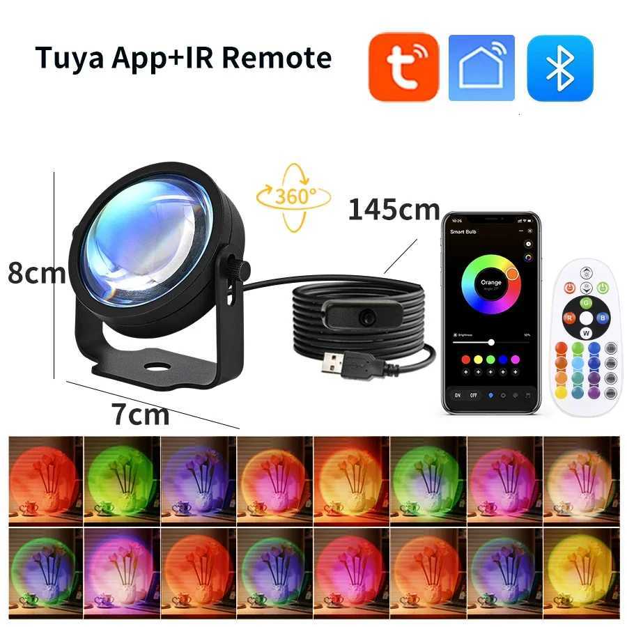 SmartSunset Tuya USB Sunset Projector Light RGB Smart Life APP Remote For Room Photography Background Decor Lighting M251114