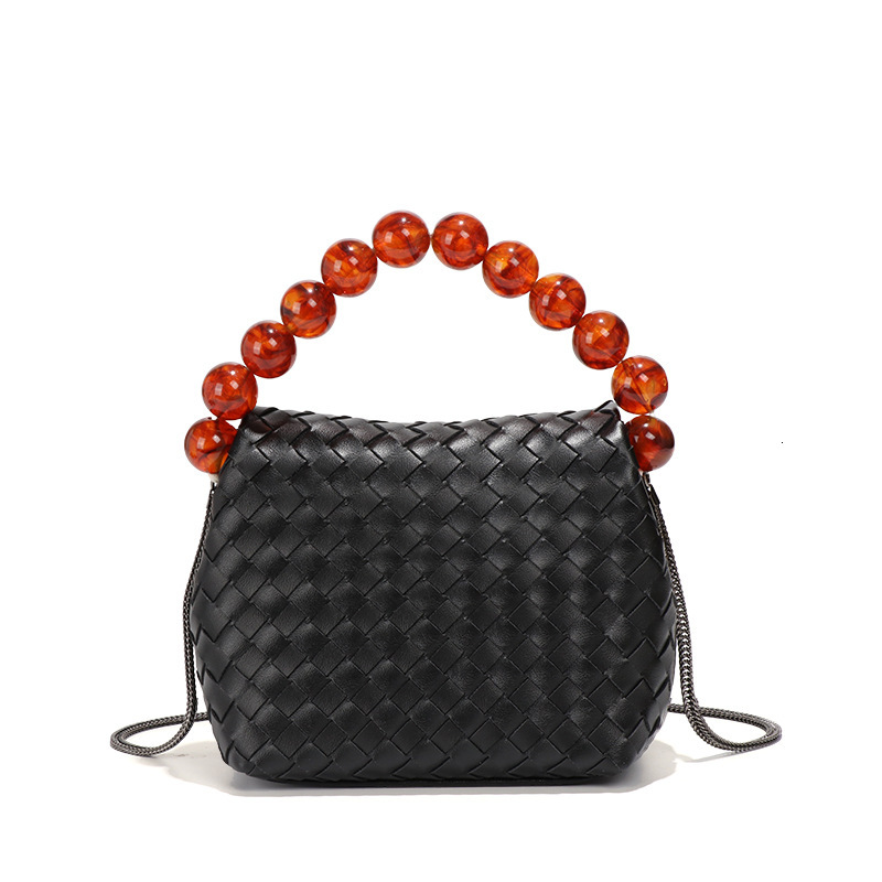 Ryuzhu Lunch Box Bag Women's Retro Fashion PU Leather Woven Bag Designer Crossbody Shoulder Handbag