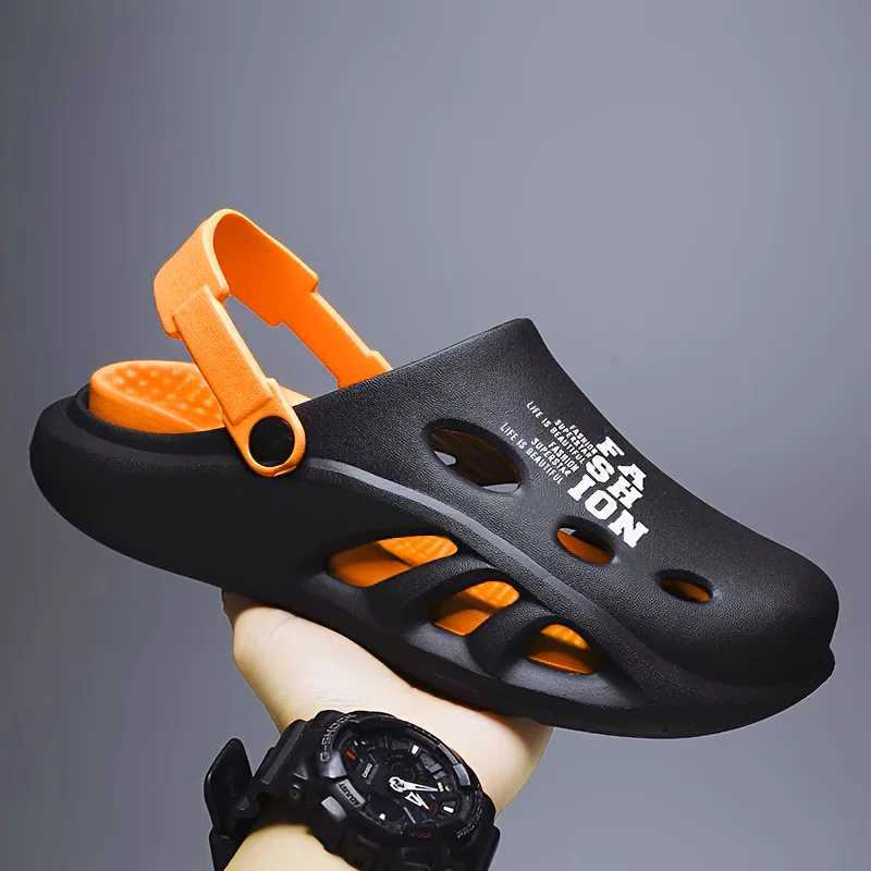 Cave shoes for men in summer anti slip office toe cover slider for men in sports thick sole stepping on dog poop beach sandals W250414