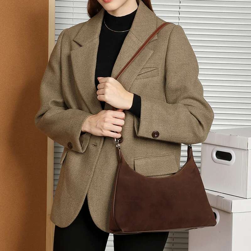 Designer Bag 2024 New Winter Women Female Frosted Leather Armpit Shoulder Bag Tote Lady Fashion Suede Handbag Crossbody Messenger